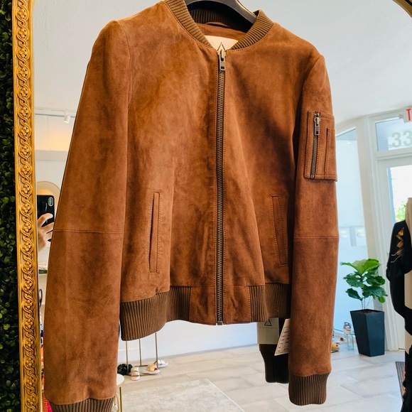 Serge Pariente Tobacco Suede Leather Bomber Style Jacket MENS/Unisex - Picture 2 of 8